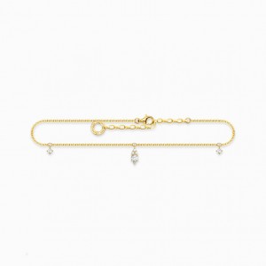 Thomas Sabo Anklet White Stone Gold Reťazový Popruh Damske Žlté Zlate Strieborne | SK-01WXZELQK