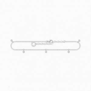 Thomas Sabo Anklet White Stones, Silver Reťazový Popruh Damske Strieborne | SK-54WACZRMK