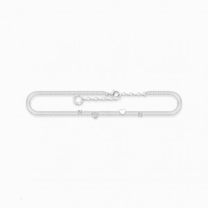 Thomas Sabo Anklet With Hearts And White Stones Silver Reťazový Popruh Damske Strieborne | SK-15ZUYDPOK