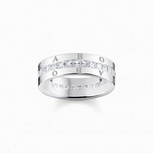 Thomas Sabo Band Ring With White Stones Pavé Silver Prstene Damske Strieborne | SK-42UHTPIBC