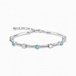 Thomas Sabo Bangle Rope With Turquoise And White Stones Gold Plated Náramky Damske Strieborne | SK-83RSDAKGI