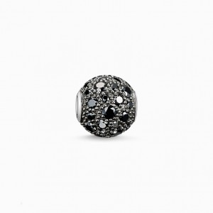 Thomas Sabo Bead Black Crushed Pavé Beads Damske Strieborne | SK-30TAONXJB