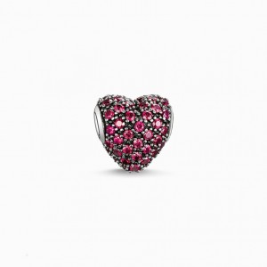 Thomas Sabo Bead Red Pavé Heart Beads Damske Strieborne | SK-67GNSWXFA