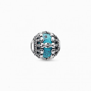 Thomas Sabo Bead Skulls Turquoise Beads Panske Strieborne | SK-85VBZOKEP