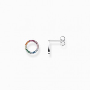 Thomas Sabo Blackened Silver Ear Studs Together Round With Coloured Stones Puzetove Nausnice Damske Strieborne | SK-97MUQCBYT