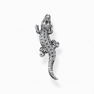 Thomas Sabo Blackened Silver Pendant Crocodile With Black And Green Stones Prívesky Panske Strieborne | SK-62YGFSKND