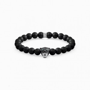 Thomas Sabo Bracelet Black Cat Onyx Naramok Panske Strieborne | SK-06KGFXEYM