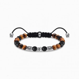 Thomas Sabo Bracelet Brown Skull Naramok Panske Strieborne | SK-50FPUVKHX