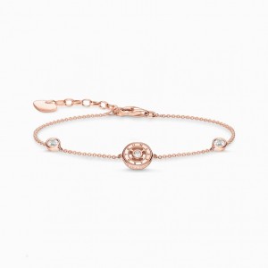 Thomas Sabo Bracelet Circles With White Stones Rose Gold Plated Naramok Damske Ruzove Zlate Strieborne | SK-86JCEKSGV