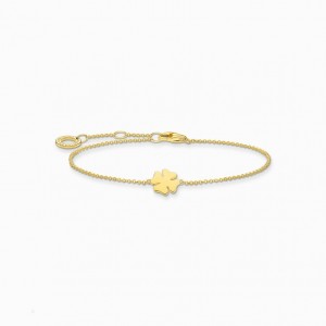 Thomas Sabo Bracelet Cloverleaf Gold Naramok Damske Žlté Zlate Strieborne | SK-36AKNMOCB