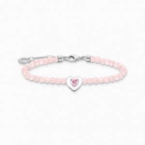 Thomas Sabo Bracelet Heart With Beads Of Rose Quartz Naramok Damske Strieborne | SK-67RYOEHNX