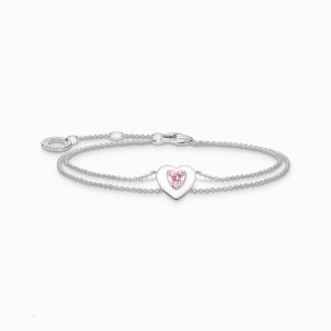 Thomas Sabo Bracelet Heart With Pink Stones Silver Naramok Damske Strieborne | SK-18YPRHJZC