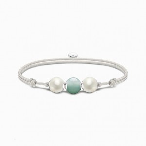 Thomas Sabo Bracelet Karma Secret With Green Aventurine Bead And White Freshwater Pearls Naramok Damske Strieborne | SK-52BAYDXVP