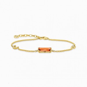 Thomas Sabo Bracelet Orange Stone With Moon And Star Gold Plated Naramok Damske Žlté Zlate Strieborne | SK-46JRAYEOC