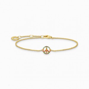 Thomas Sabo Bracelet Peace With Colourful Stones Gold Naramok Damske Žlté Zlate Strieborne | SK-87UNGCROK