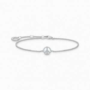 Thomas Sabo Bracelet Peace With White Stones Silver Naramok Damske Strieborne | SK-65AZPCKSU