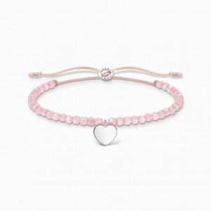 Thomas Sabo Bracelet Pink Pearls Heart Naramok Damske Strieborne | SK-89IBQPAMJ
