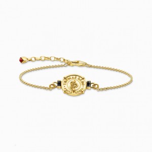 Thomas Sabo Bracelet Snake With Black Stones Gold Plated Naramok Damske Žlté Zlate Strieborne | SK-34QUVIRAH