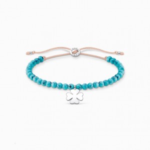 Thomas Sabo Bracelet Turquoise Pearls With Cloverleaf Naramok Damske Strieborne | SK-56KEIVTYL