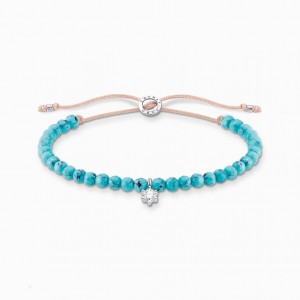 Thomas Sabo Bracelet Turquoise Pearls With White Stone Naramok Damske Strieborne | SK-25ZKRILBW