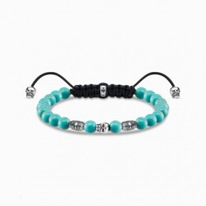 Thomas Sabo Bracelet Turquoise Skull Naramok Damske Strieborne | SK-80JBLNSZT