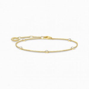 Thomas Sabo Bracelet White Stones Gold Naramok Damske Žlté Zlate Strieborne | SK-19JWSNHKT