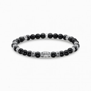 Thomas Sabo Bracelet With Black Onyx Beads Silver Naramok Damske Strieborne | SK-61OLWBJHP