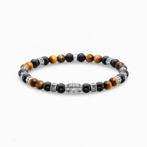 Thomas Sabo Bracelet With Black Onyx Beads And Tiger'S Eye Beads Silver Naramok Damske Strieborne | SK-18ZGHTKLF