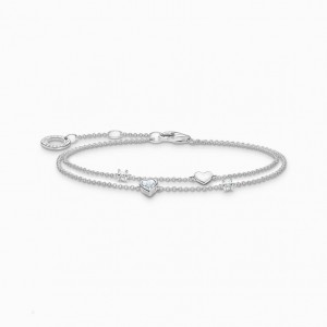 Thomas Sabo Bracelet With Hearts And White Stones Silver Naramok Damske Strieborne | SK-18NITRZLS