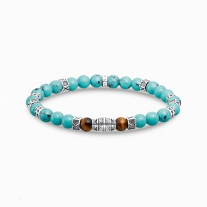 Thomas Sabo Bracelet With Turquoise Beads And Tiger'S Eye Beads Silver Naramok Damske Strieborne | SK-57WAGYEKX