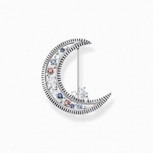 Thomas Sabo Brooch Crescent Moon With Coloured Stones Silver Brooch Damske Strieborne Siva | SK-87AHJRLTX