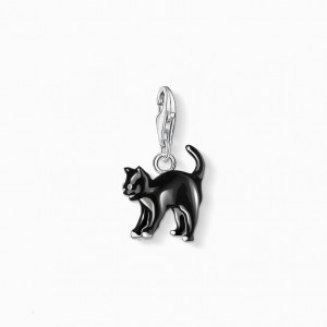 Thomas Sabo Charm Pendant Black Cat Prívesky Damske Strieborne | SK-63ULDAYJR