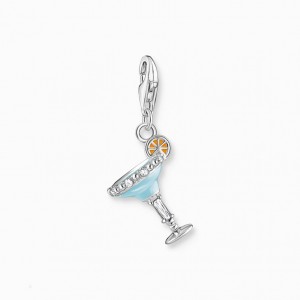 Thomas Sabo Charm Pendant Blue Cocktail Glass Silver Prívesky Damske Strieborne | SK-95ZJNWSTA
