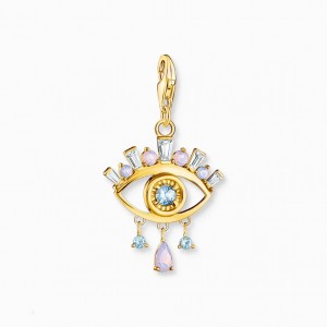 Thomas Sabo Charm Pendant Blue Eye Gold Plated Prívesky Damske Žlté Zlate Strieborne | SK-83DOQVISP