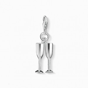 Thomas Sabo Charm Pendant Champagne Glasses Prívesky Damske Strieborne | SK-05QSATZHX