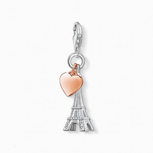 Thomas Sabo Charm Pendant Eiffel Tower With Heart Prívesky Damske Ruzove Zlate Strieborne | SK-14FUWLEKA