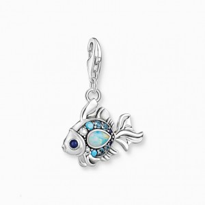 Thomas Sabo Charm Pendant Fish With Blue Stones Silver Prívesky Damske Strieborne | SK-51IZXDPEL