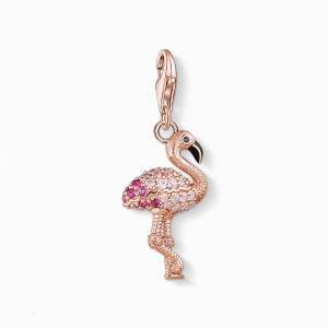 Thomas Sabo Charm Pendant Flamingo Prívesky Damske Ruzove Zlate Strieborne | SK-07ZMQHWIN