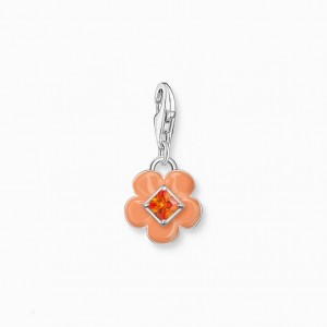 Thomas Sabo Charm Pendant Flower With Orange Stone Silver Prívesky Damske Strieborne | SK-03LYXGFQJ