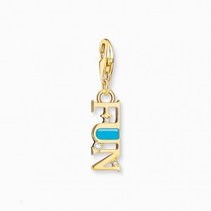 Thomas Sabo Charm Pendant Fun With White Stones Gold Plated Prívesky Damske Žlté Zlate Strieborne | SK-91WLGUEXC