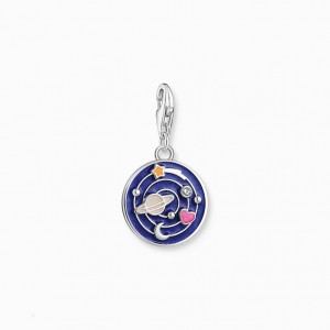 Thomas Sabo Charm Pendant Galaxy With Cold Enamel In Various Colours Silver Blackened Prívesky Damske Strieborne | SK-04XSGLVEA