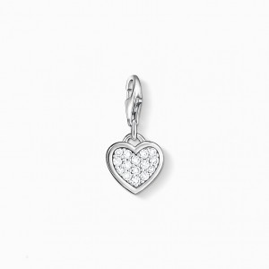 Thomas Sabo Charm Pendant Glitter Heart Prívesky Damske Strieborne | SK-86XUEIOTK