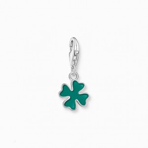 Thomas Sabo Charm Pendant Green Cloverleaf Silver Prívesky Damske Strieborne | SK-41GMUPFKV