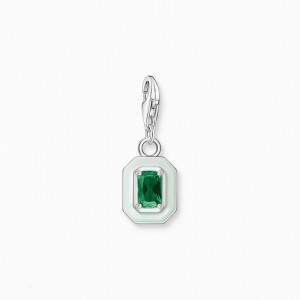 Thomas Sabo Charm Pendant Green Stone Silver Prívesky Damske Strieborne | SK-68VZPKXRT