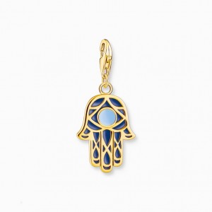 Thomas Sabo Charm Pendant Hand Of Fatima With Cold Enamel Yellow-Gold Plated Prívesky Damske Žlté Zlate Strieborne | SK-07CUOJKBL