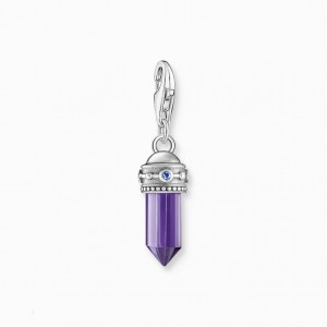 Thomas Sabo Charm Pendant Hexagon With Imitation Amethyst And Fine Symbols Silver Prívesky Damske Strieborne | SK-62HFNTJEZ