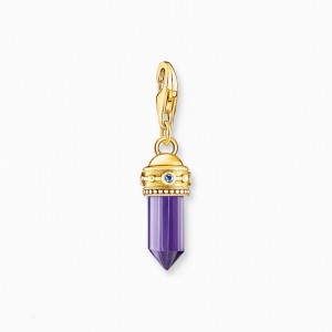 Thomas Sabo Charm Pendant Hexagon With Imitation Amethyst Yellow-Gold Plated Prívesky Damske Žlté Zlate Strieborne | SK-28KLWMSYQ