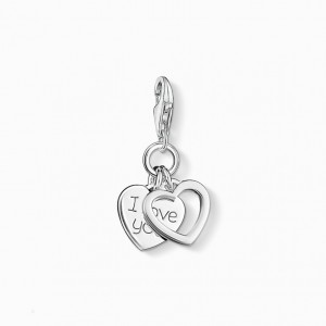 Thomas Sabo Charm Pendant I Love You Hearts Prívesky Damske Strieborne | SK-07QDRFXJK