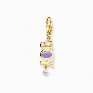 Thomas Sabo Charm Pendant Joy With White Stone Gold Plated Prívesky Damske Žlté Zlate Strieborne | SK-58WVZBGUT
