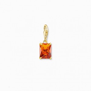 Thomas Sabo Charm Pendant Large Orange Stone Prívesky Damske Žlté Zlate Strieborne | SK-28BQJCOAF